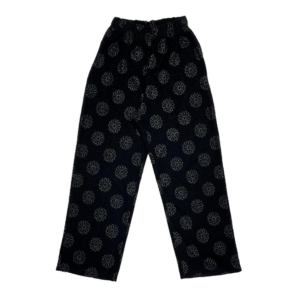 TERRY FLOWER PANTS_BLACK
