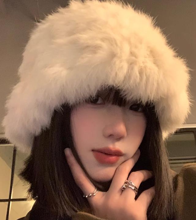 포송 퍼 버킷햇 모자 벙거지모자 털모자 토끼털 페이크퍼 겨울 방한 no.1801