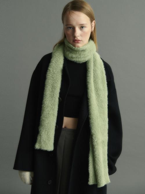 FUZZY KNIT MUFFLER, GREEN