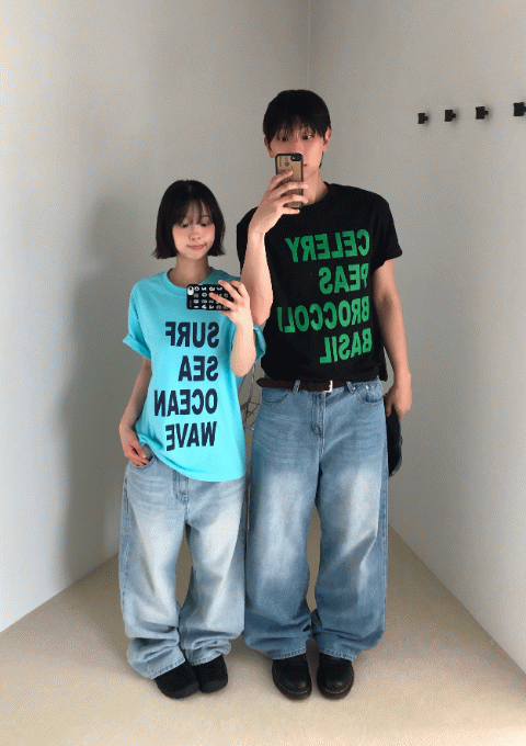 [1+1] 오르너 레터링 크롭 반팔 티