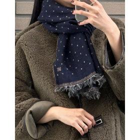 닥스 액세서리 24FW닥스스카프남녀공용양면착용네이비 도트 패턴 울혼방 스카프 DCSC4F773N3