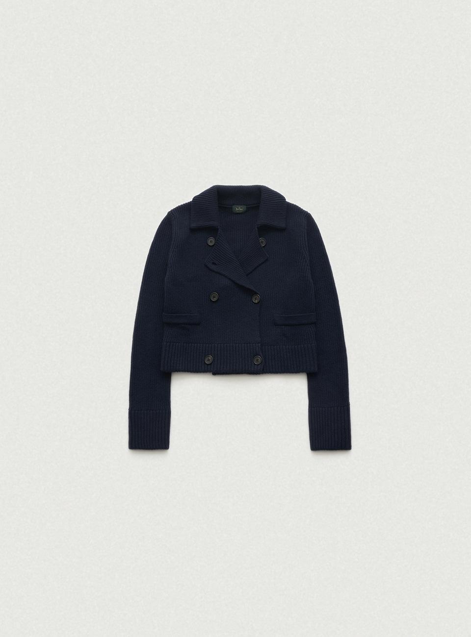 Navy Charlotte Double-Breasted Knit Cardigan [9/9(Mon) 14:00 Open]