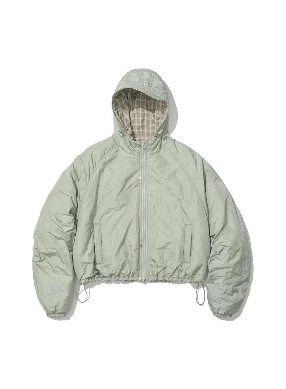 [WOMEN] REVERSIBLE HOODED WINDBREAKER_MINT GREY