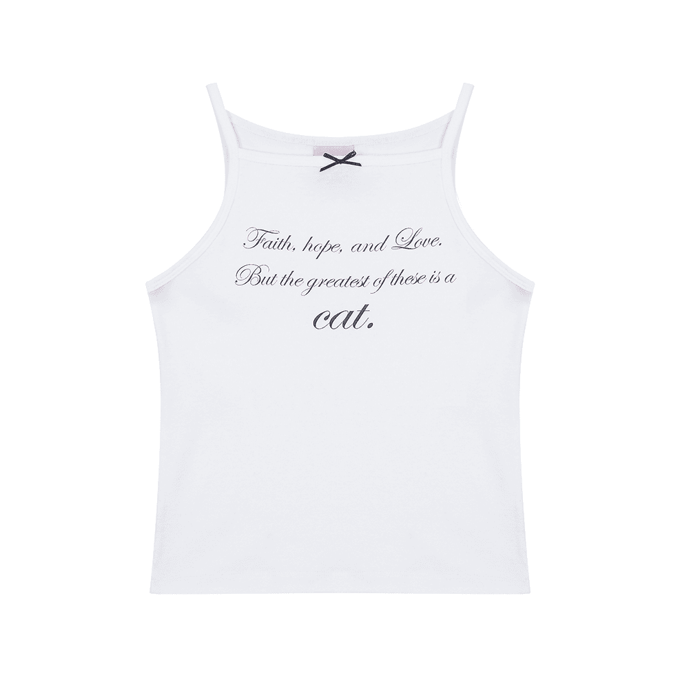 CAT SAYING SLEEVELESS_WHITE
