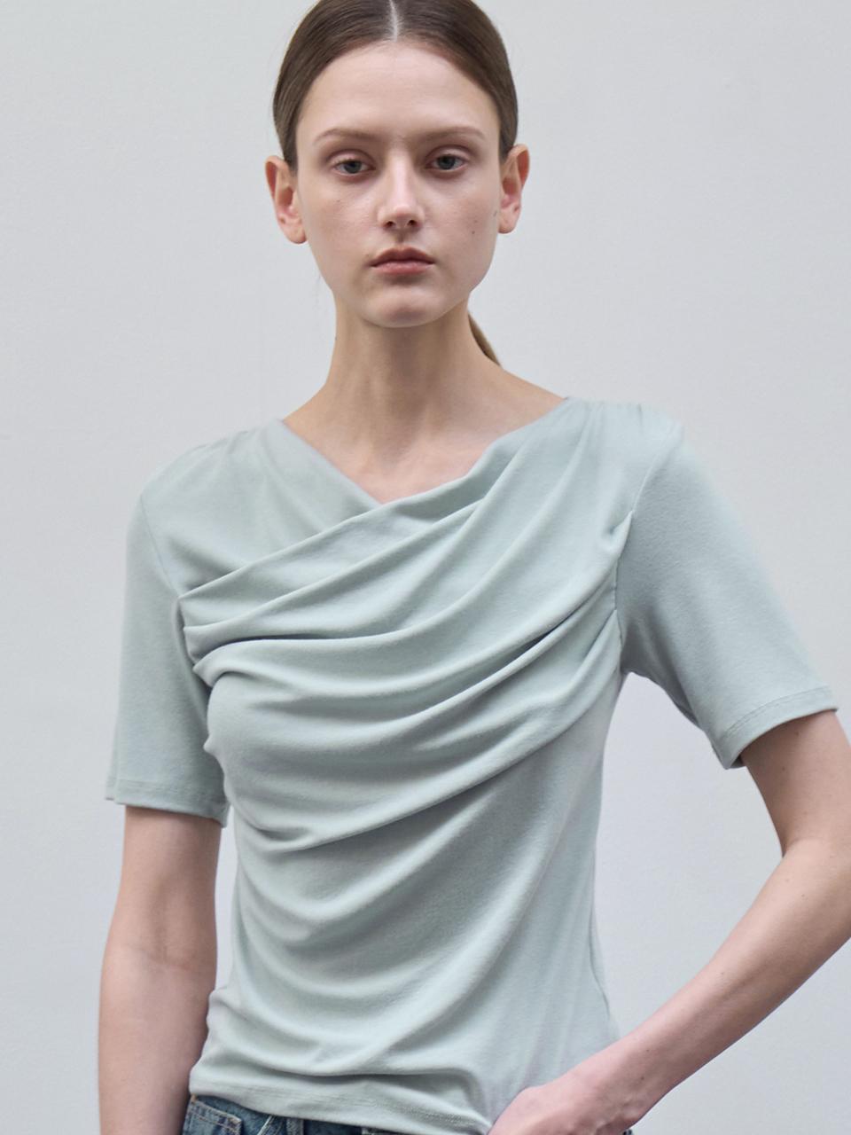 하프 셔링 랩 티셔츠 블루 amr2051