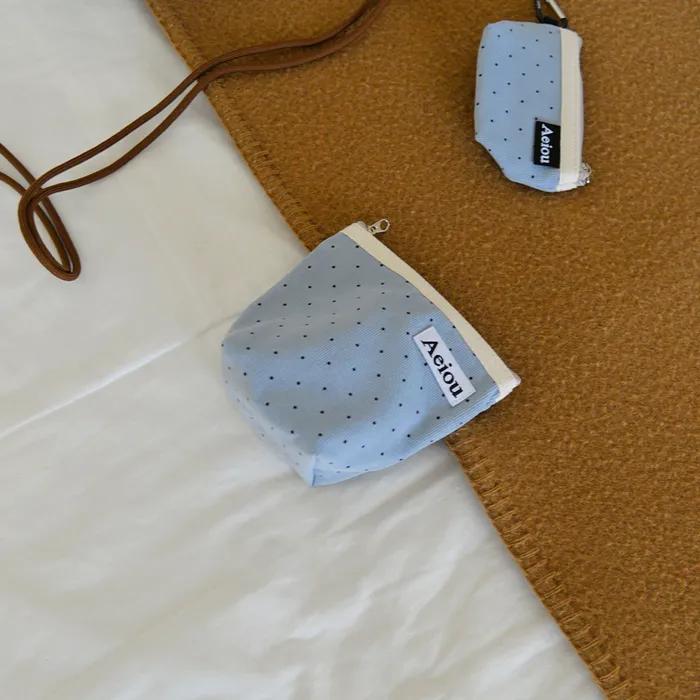 Aeiou Basic Pouch (M size) Little Dot Black and Blue