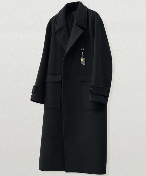 [WOOL 90] 오블리크 울 더블 코트 [블랙]