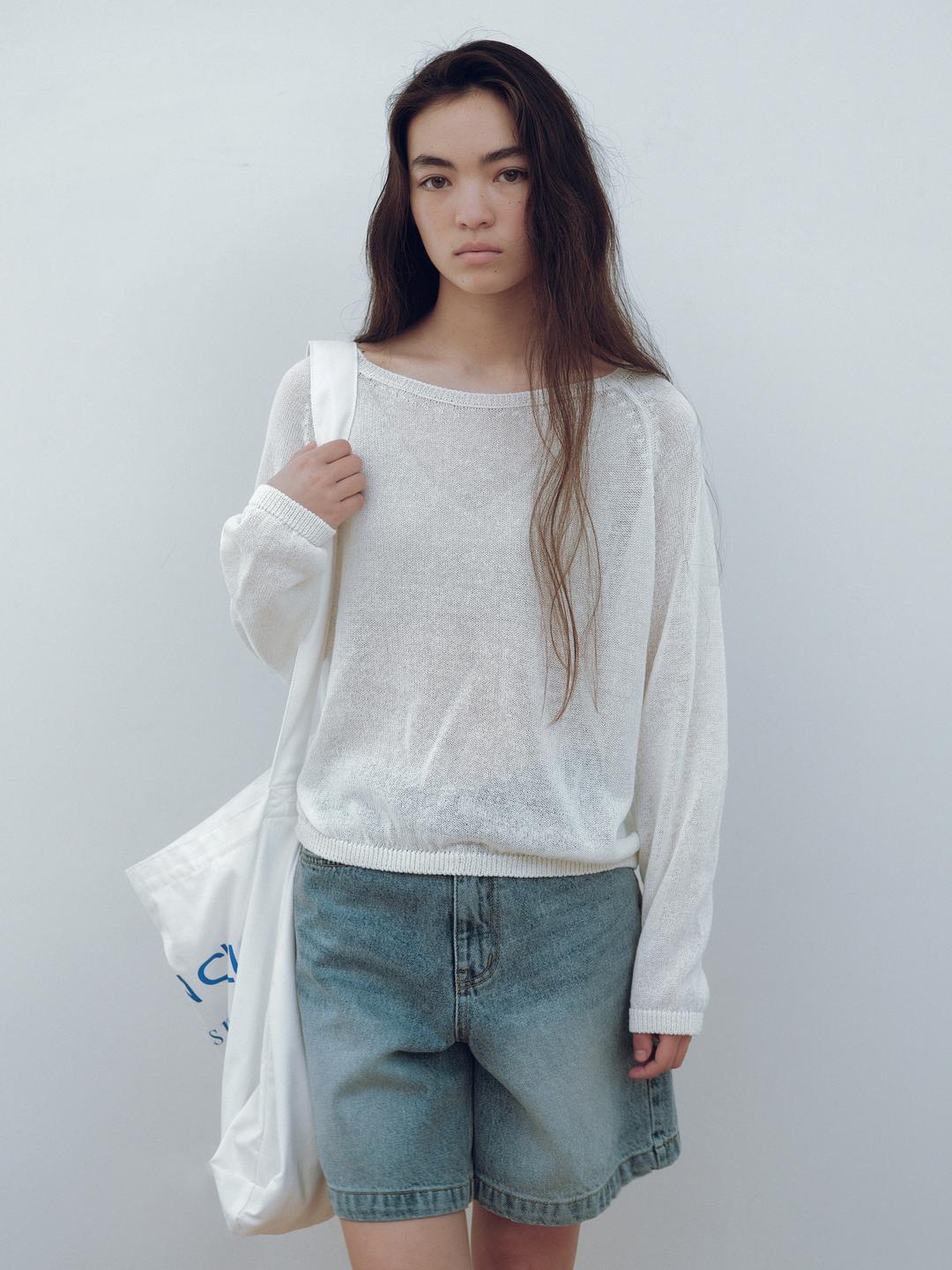 Loose linen boatneck knit