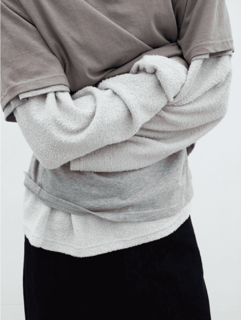 Terry long sleeve oversized T-shirt (light grey)