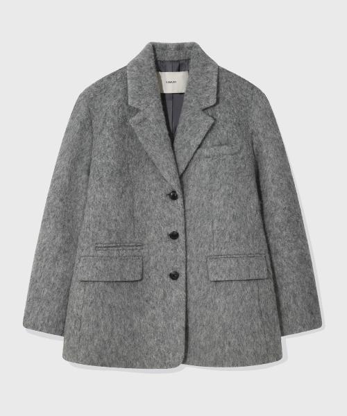 (우먼) 헤어리 울 자켓_그레이