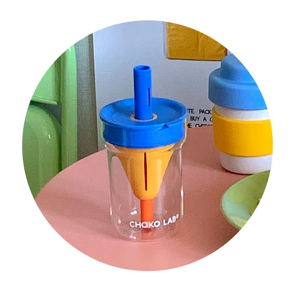 샤코랩 CHAKOLAB 깔때기유리 친환경텀블러 티텀블러 콜드컵 소품샵 블루 텀블러