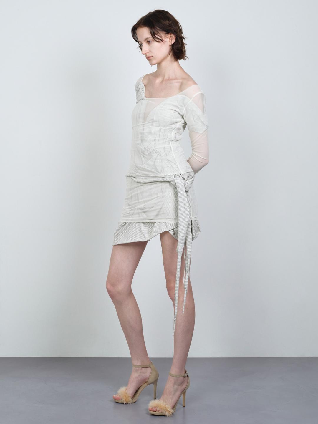 PRESSED-IN LAYERED MINI SKIRT CREAM