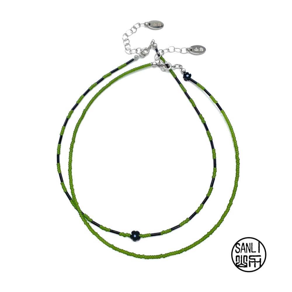 Green flower choker/necklace set