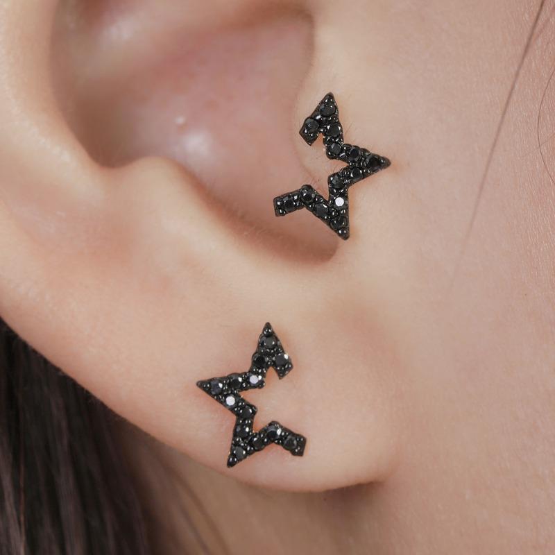 14K 18K 하프 블랙 별 피어싱 [낱개]