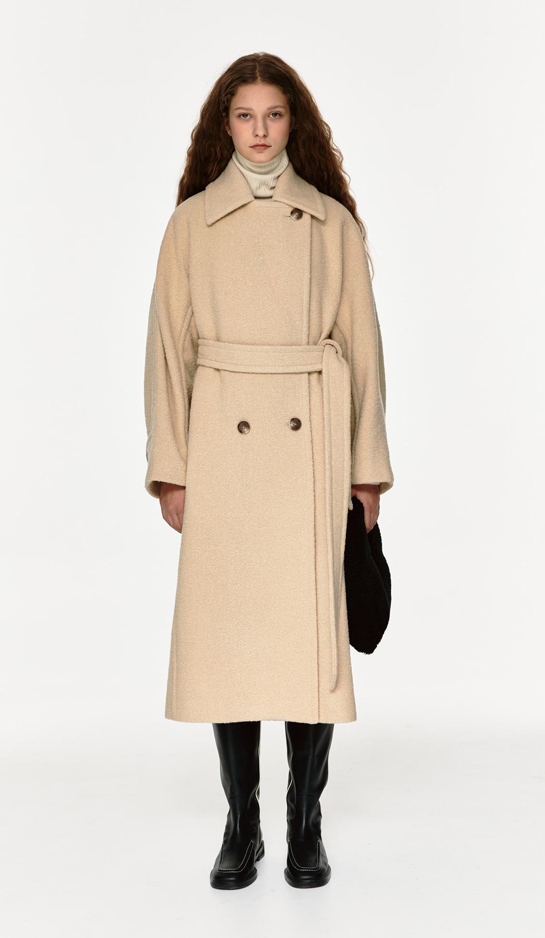 TWW BOUCLE DOUBLE COAT_Y-BEIGE