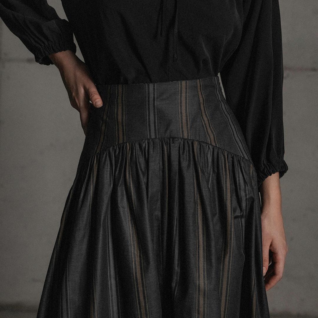 Romans Skirt, Grey Stripe