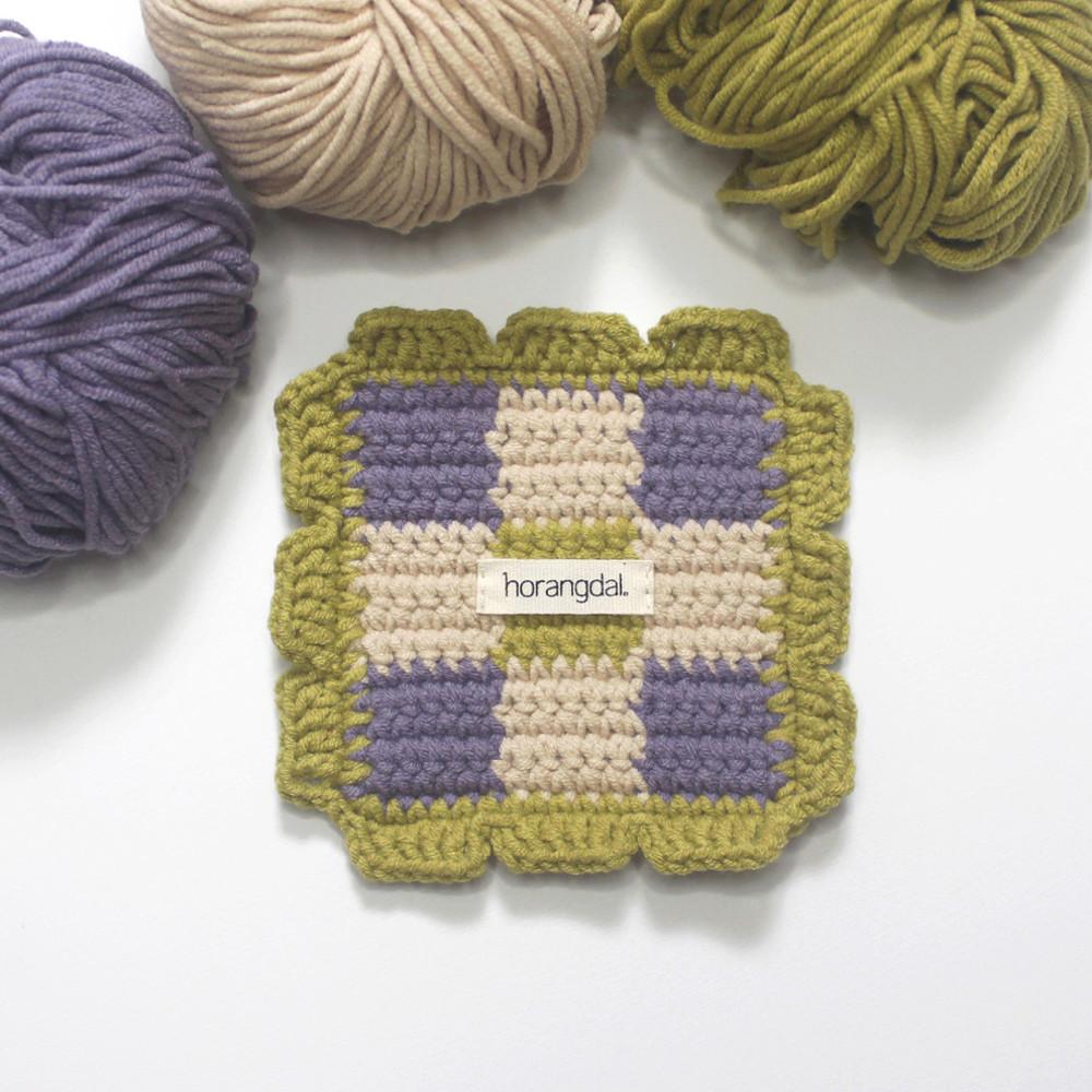 스퀘어 레이스 티코스터 [체크 뜨개 컵받침]