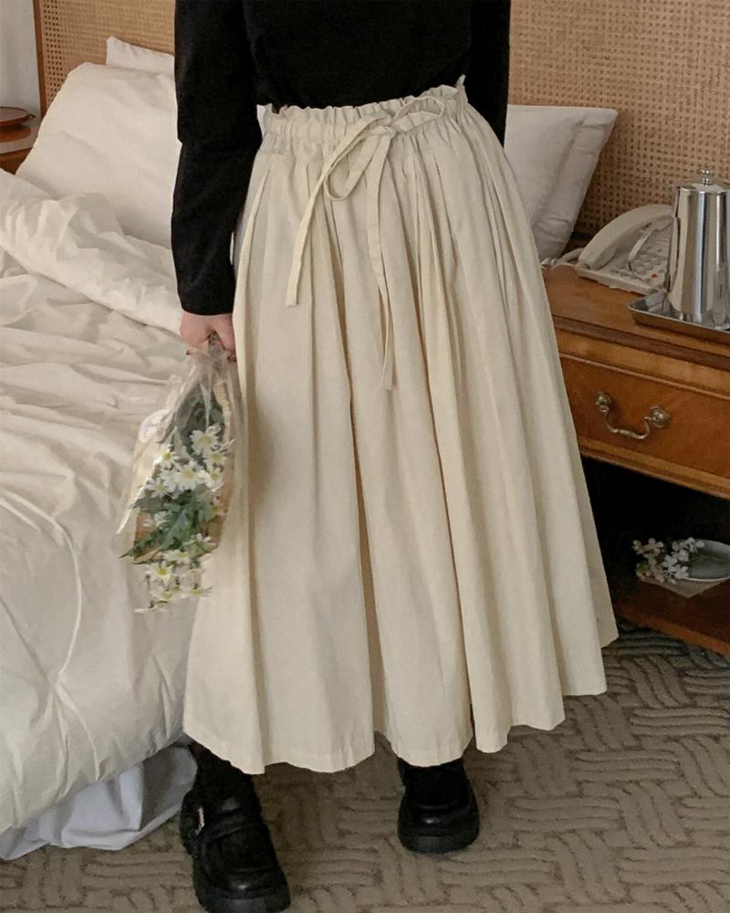 보니 리본 밴딩 롱 스커트