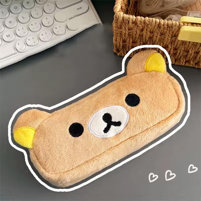 Kawaii Rilakkuma 연필 케이스 어린이를위한 소녀 귀여운 만화 곰 연필 주머니 주최자 펜 가방 학교 문구 선물 Ins Hot