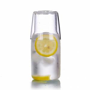 [로하티] 심플 퓨어라인 뚜껑컵 유리물병세트(550ml)