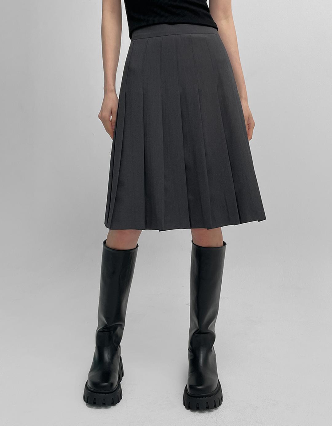 블랙업 [1천장판매] [MADE] 로리즈 플리츠 미디스커트