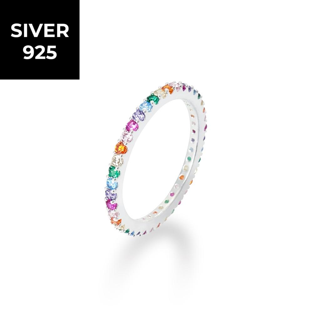 [여자(아이들) 슈화 착용] [S925] 2MM 비비드 테니스 반지 (실버)