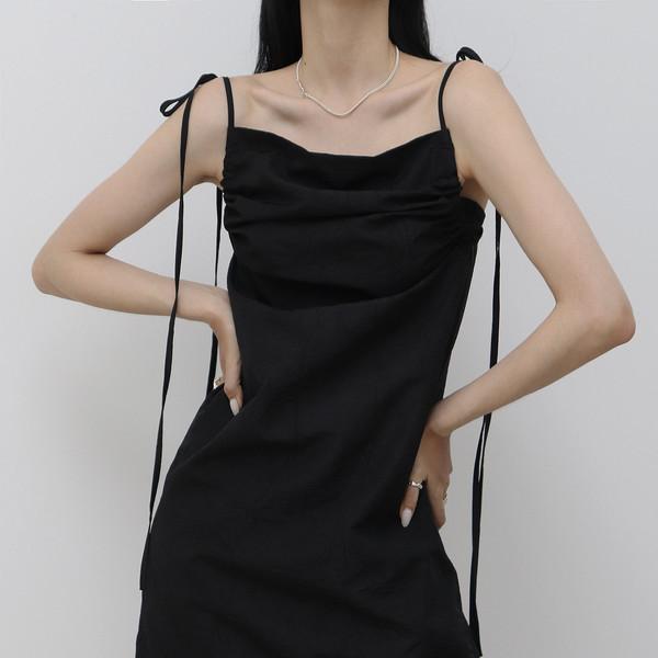 Mini Shirring One-piece [ Black ]