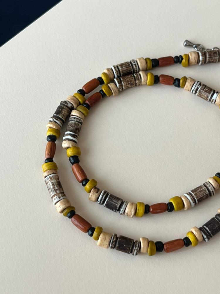 [스트링더비즈] 빈티지 우드 패턴 목걸이