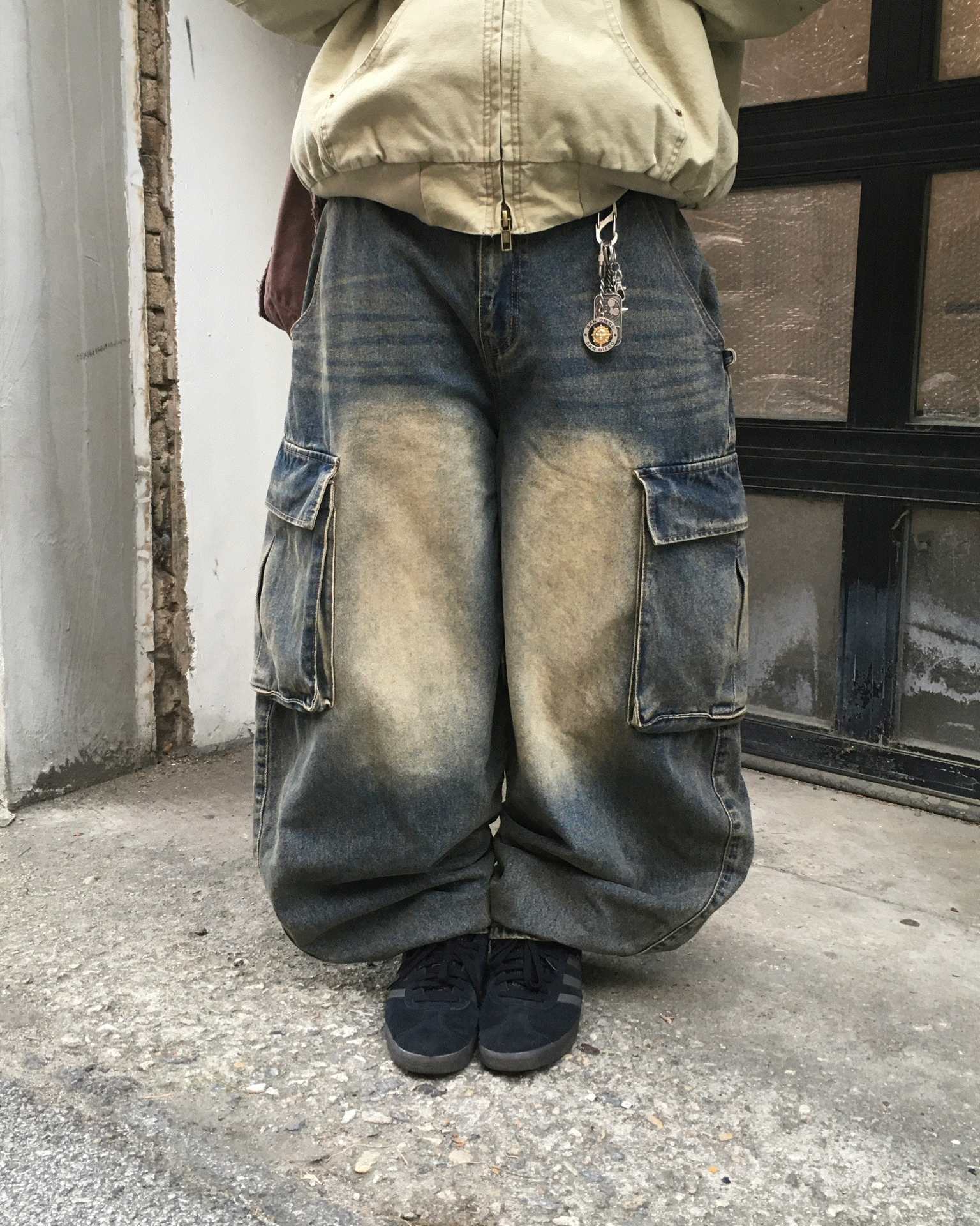 미즈 멀티 카고 벌룬 데님 PT (3C)