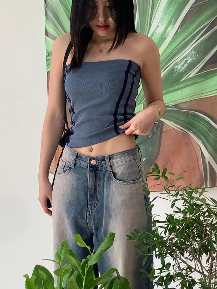 여자 피스 사이드 투 라인 탑