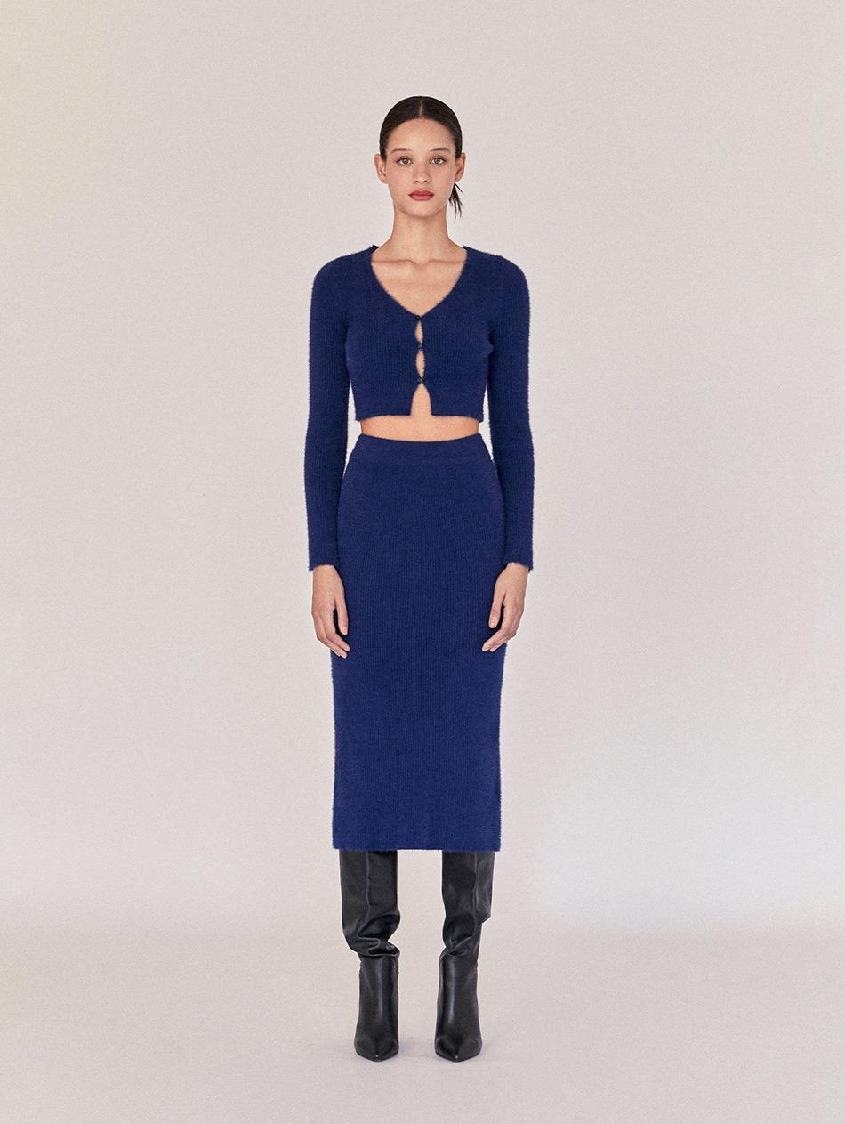 Navy Arles V-neck Cropped Cardigans