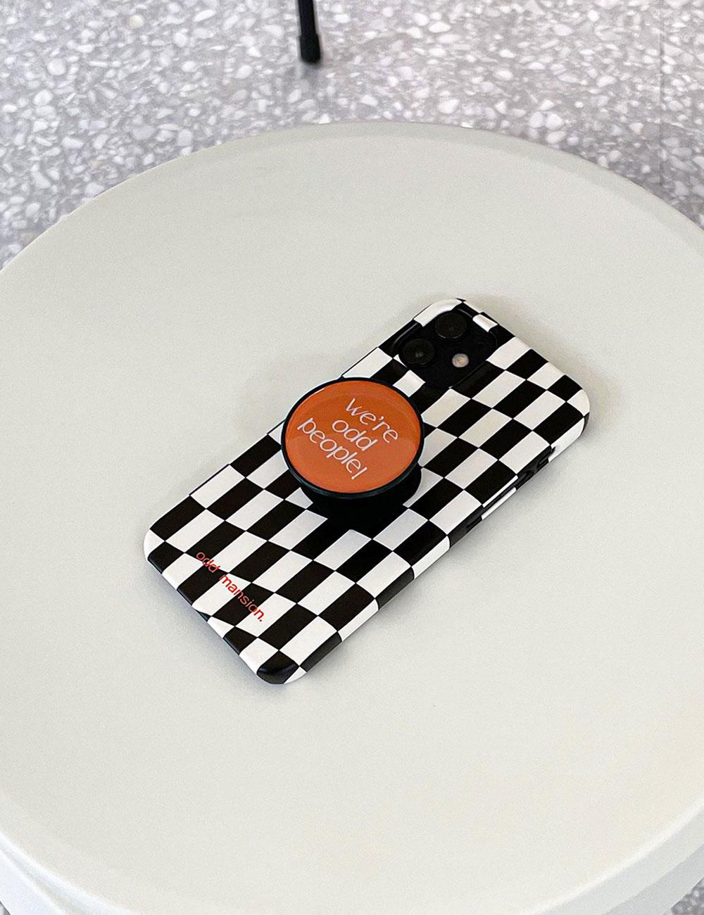 [case] checkered phone case (black)