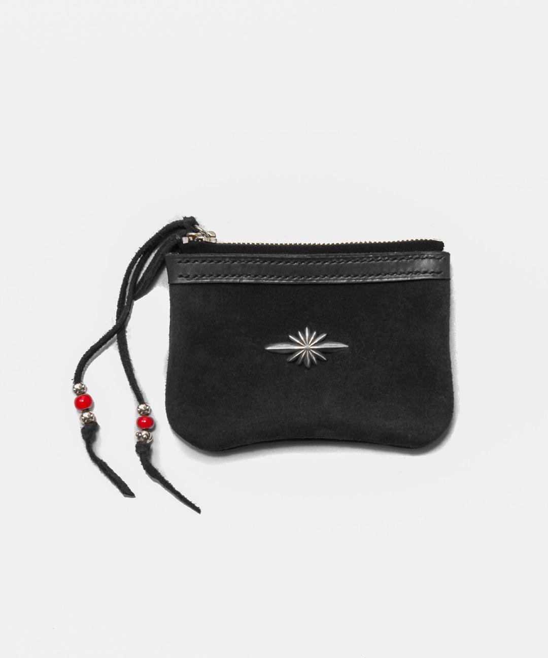 Star concho&beads Suede card wallet (black)