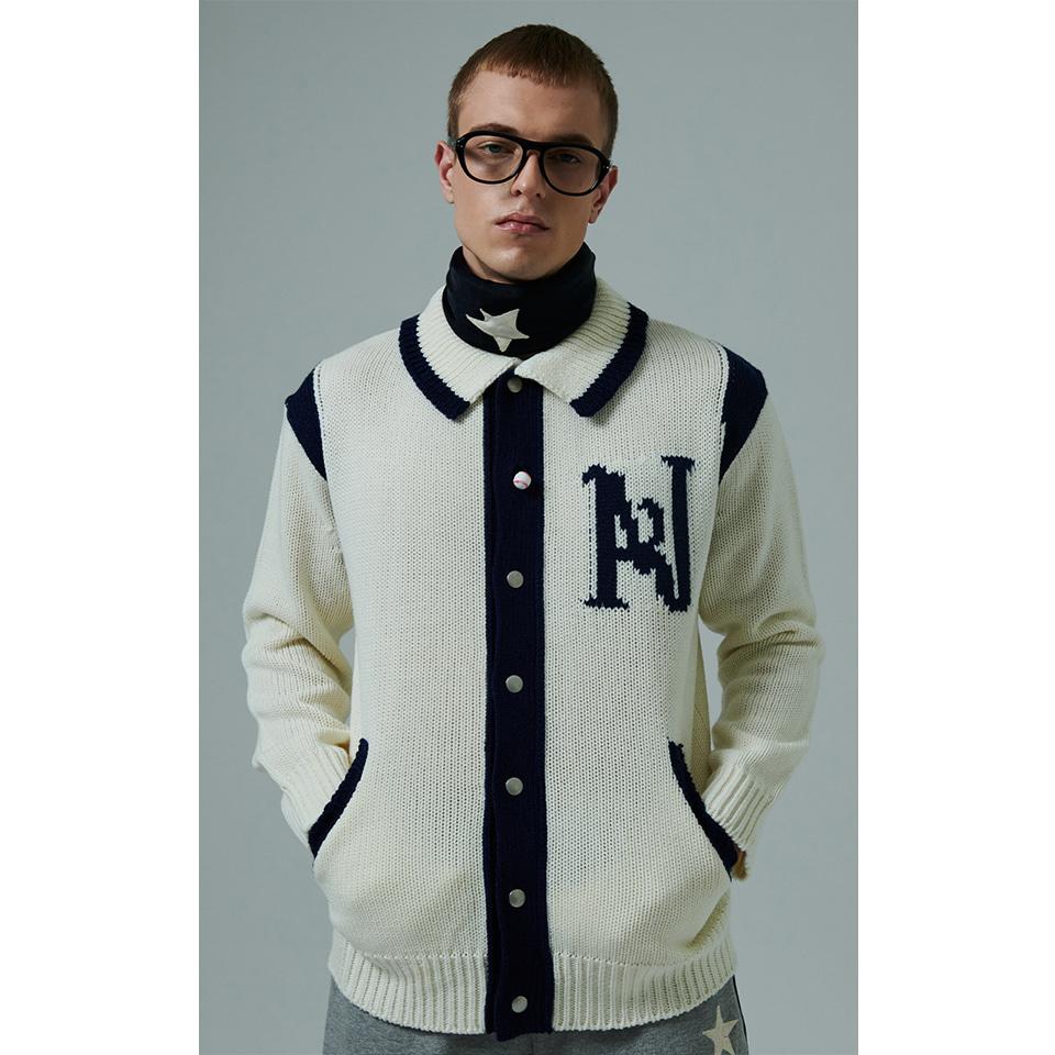 [COLLECTION LINE] 90'S 오마주 뉴 베이스볼 니트 점퍼 아이보리