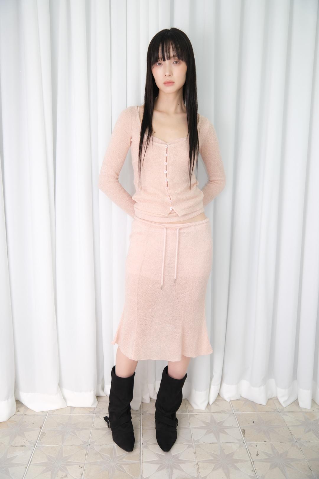 Cloud Bouclé Knit Skirt *Baby Pink