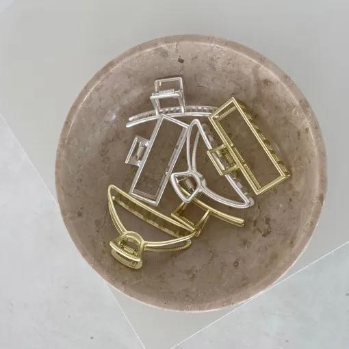 무광 메탈 집게핀 반묶음 머리핀 골드/ 실버