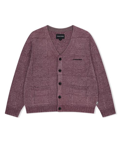 Grid Knit Cardigan Grape