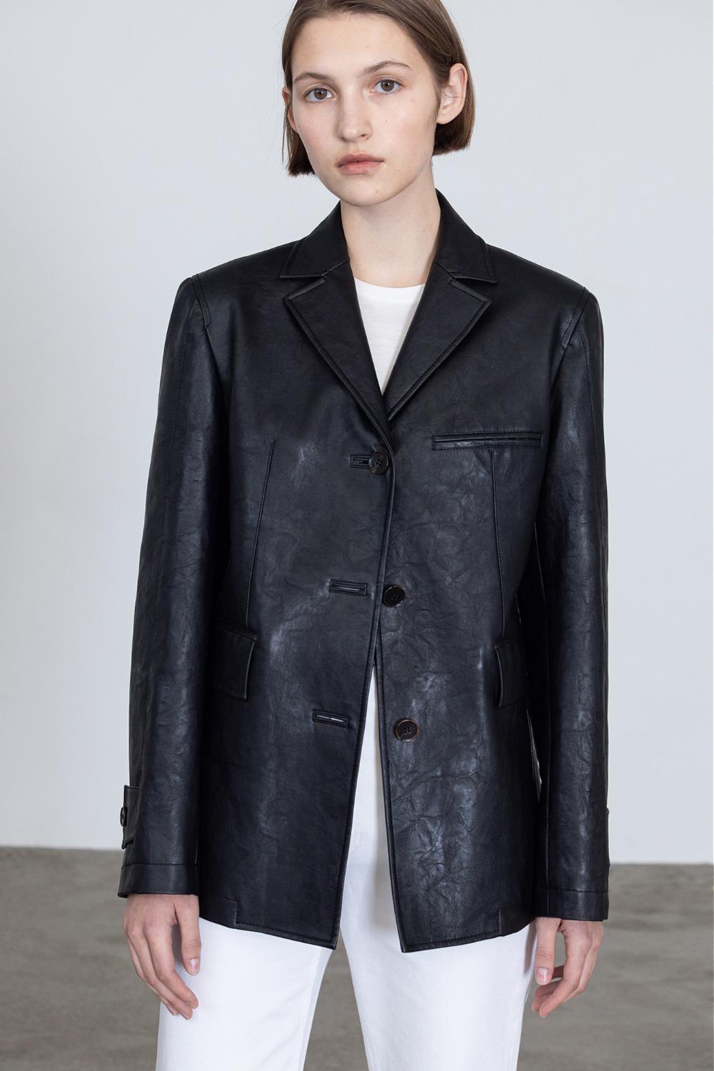 Vegan Leather Jacket - Black