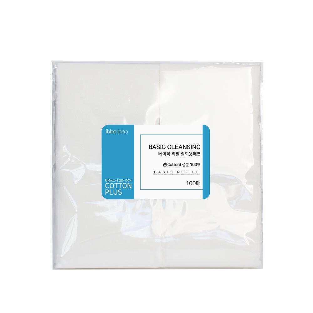 [이뽀이뽀] 베이직 일회용해면 L 100매 리필용 1개 클렌징 세안 스킨케어 관리실 닦토 토너팩 피부미용 일회용수건
