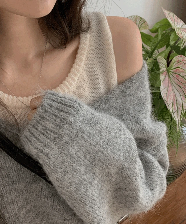 [울혼방🔥레이어드SET] 키든 나시+딥 브이넥 니트 세트 - 3color