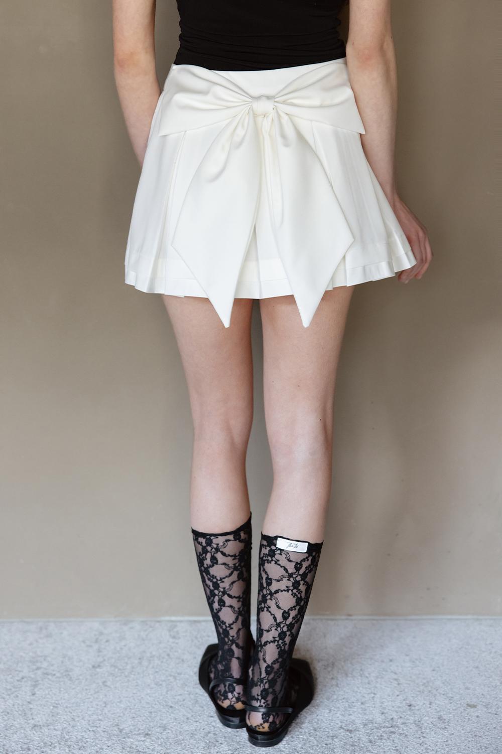 CUPCAKE BACK RIBBON PLEATS SKIRT_TT5S501IV