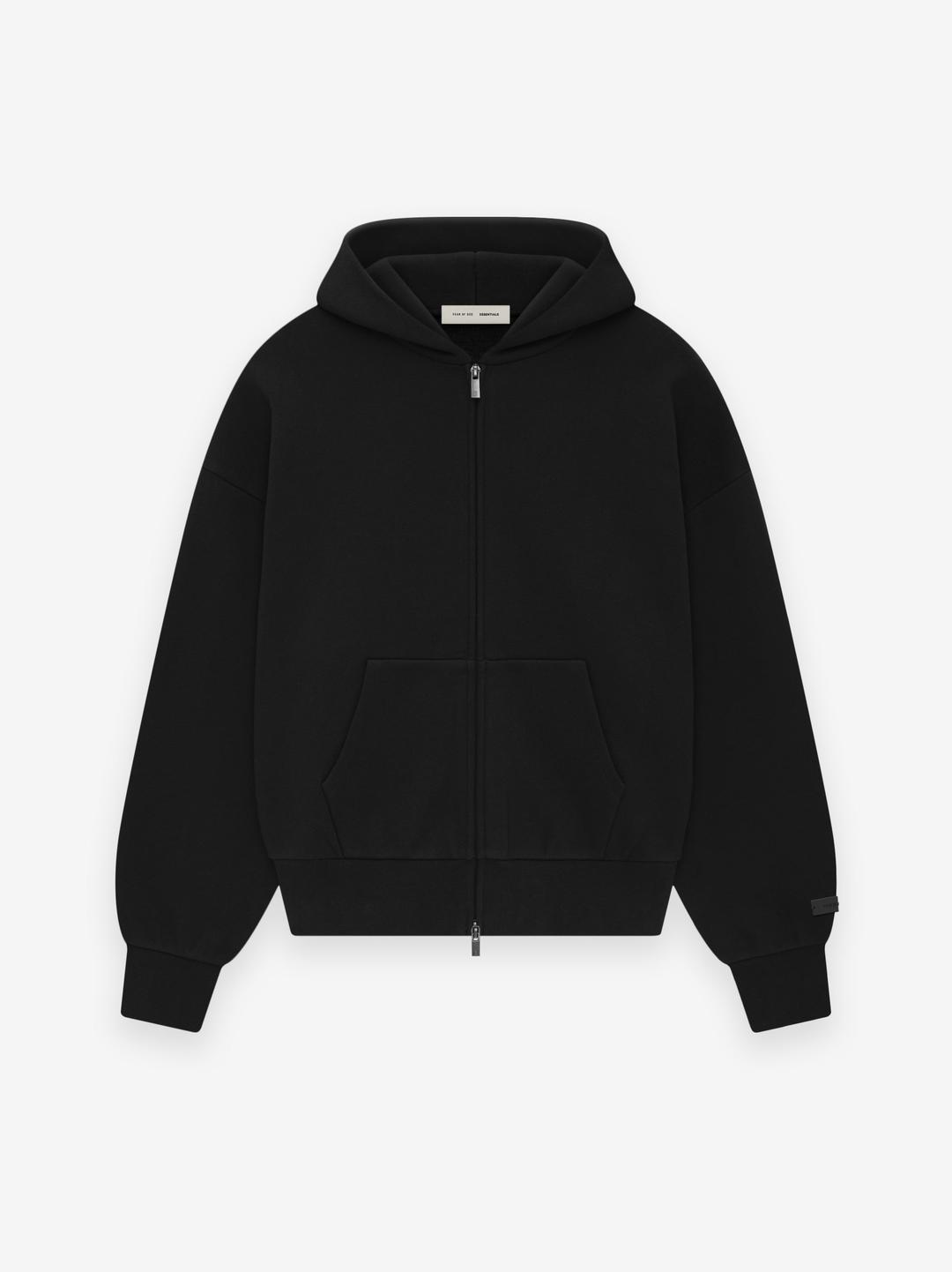 Classic Full Zip-Up Hoodie - Jet Black / XS