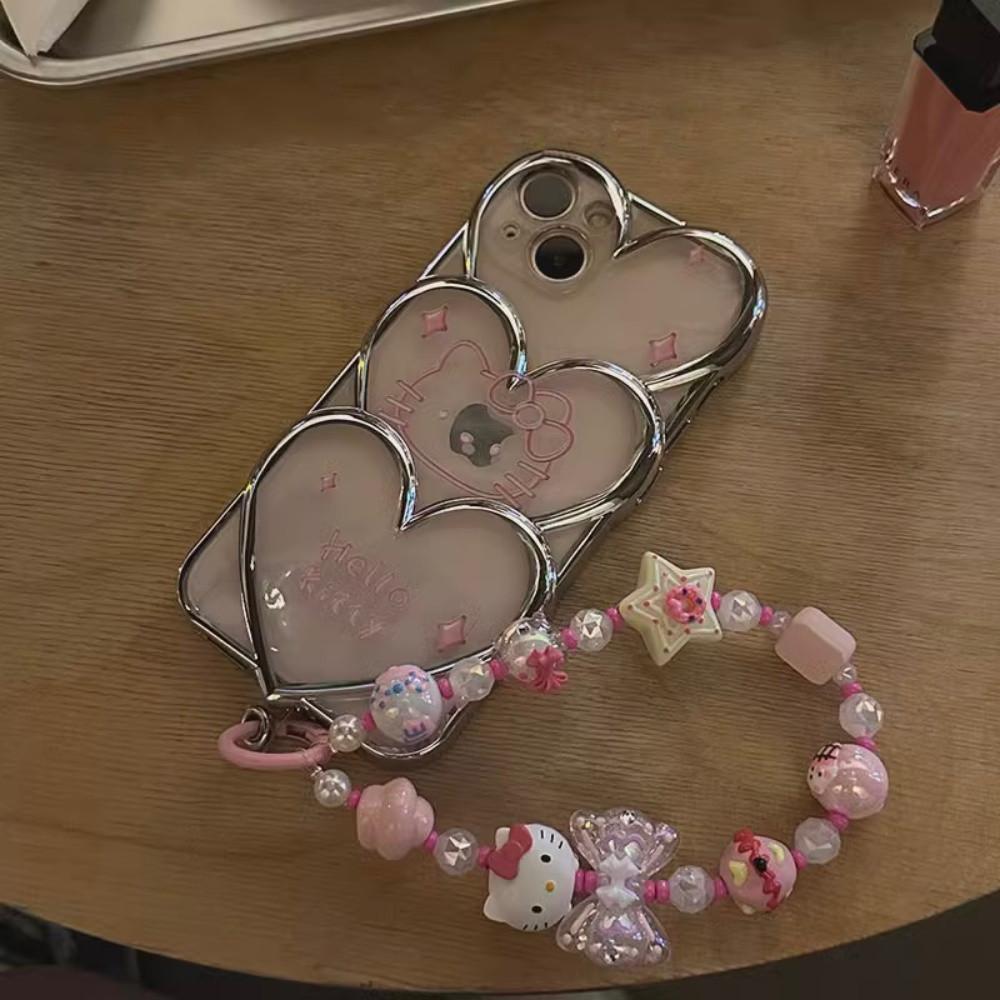 헬로키티 실버 스트랩줄 비즈 아이폰케이스 귀여운 아이폰 케이스