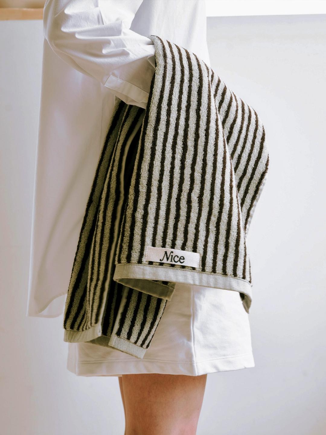[Nice Weather Apparel] STRIPE TOWEL 1P (BROWN)