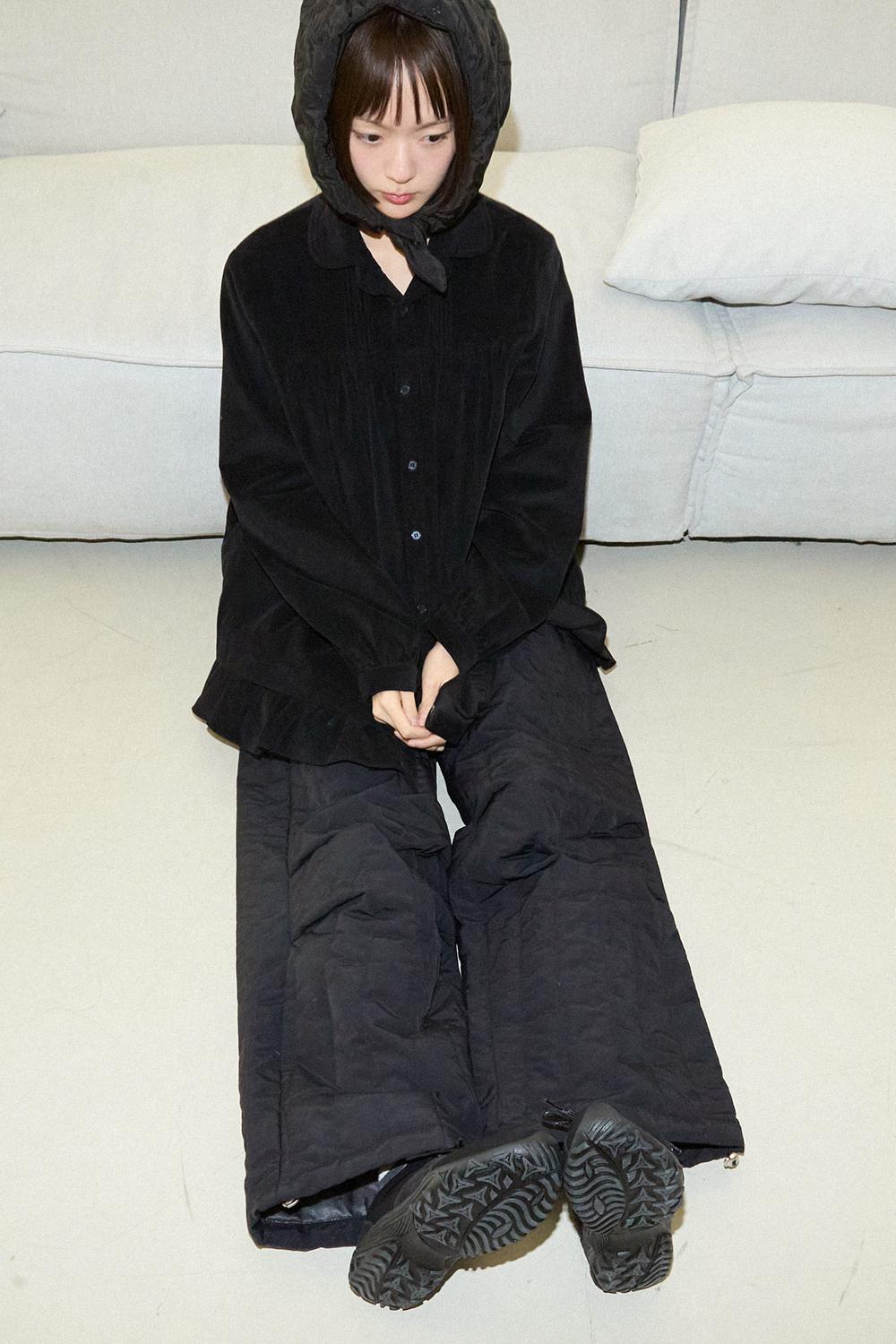 FRILLED CORDUROY BUTTON-UP