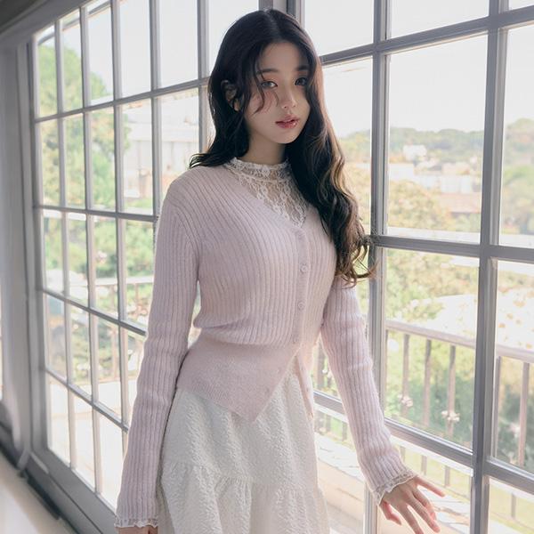 로라로라 MOHAIR BLENDED TWO WAY BUTTON CARDIGAN PINK