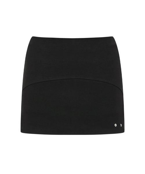 Eyelet slit skirt, black