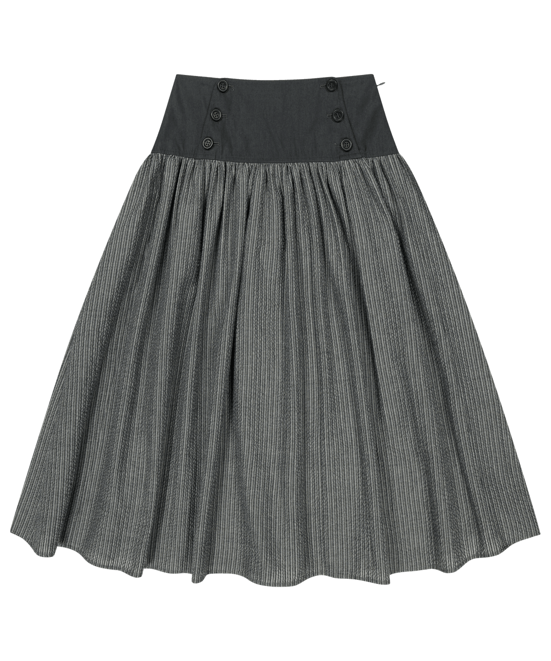 DOUBLE BUTTON STRIPE SKIRT BLACK