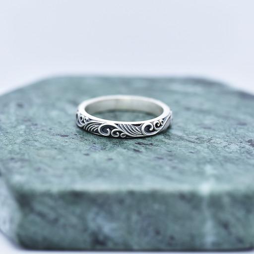 [무료배송] 925실버 wave carved ring