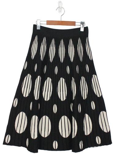 BUYTHECOLOR 레트로 도트 플리츠 니트 스커트